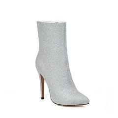 Glitter Pointy Toe Stiletto Heeled Boots