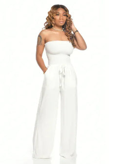 Women's Casual Square Neck Wide-Leg Jumpsuit