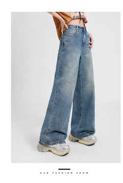 Wide Leg Jeans Women's High Waist Baggy Straight Trousers