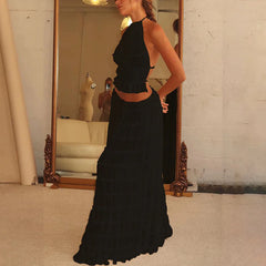 Halter Top & Pleated Maxi Skirt Set