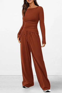 Casual Suit Long-sleeved T-shirt Wide-leg Pants