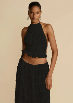 Halter Top & Pleated Maxi Skirt Set