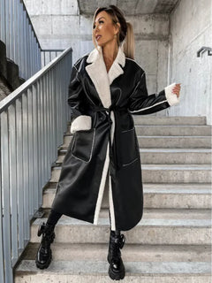 Autumn Winter Thick Leather Trench Coat