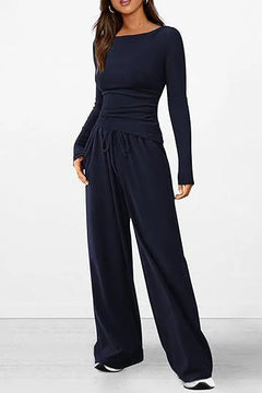 Casual Suit Long-sleeved T-shirt Wide-leg Pants