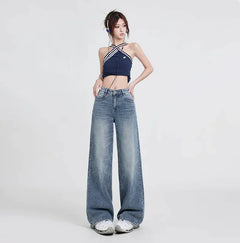 Wide Leg Jeans Women's High Waist Baggy Straight Trousers