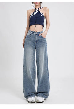 Wide Leg Jeans Women's High Waist Baggy Straight Trousers