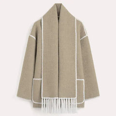 Elegant Loose Women's Coat With Scarf Fashion