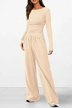 Casual Suit Long-sleeved T-shirt Wide-leg Pants