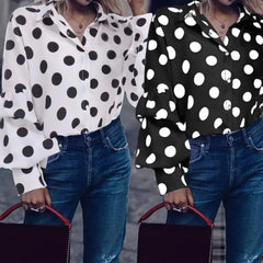 Polka Dot Lantern Sleeve Shirt