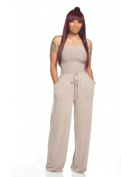 Women's Casual Square Neck Wide-Leg Jumpsuit