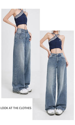 Wide Leg Jeans Women's High Waist Baggy Straight Trousers