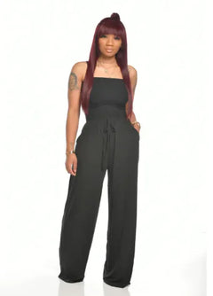 Women's Casual Square Neck Wide-Leg Jumpsuit