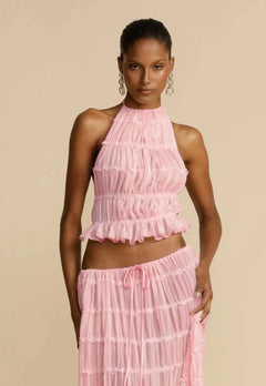 Halter Top & Pleated Maxi Skirt Set