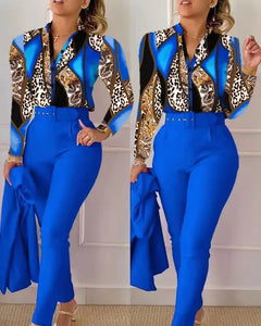 Elegant Women Printed Two Piece Suit Set