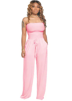 Women's Casual Square Neck Wide-Leg Jumpsuit