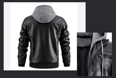 Leather Hooded Winter Jacket