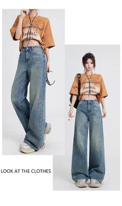 Wide Leg Jeans Women's High Waist Baggy Straight Trousers