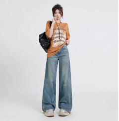 Wide Leg Jeans Women's High Waist Baggy Straight Trousers