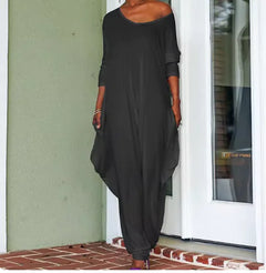 Chic Asymmetrical Jumpsuit: Backless, Wide-Leg Elegance